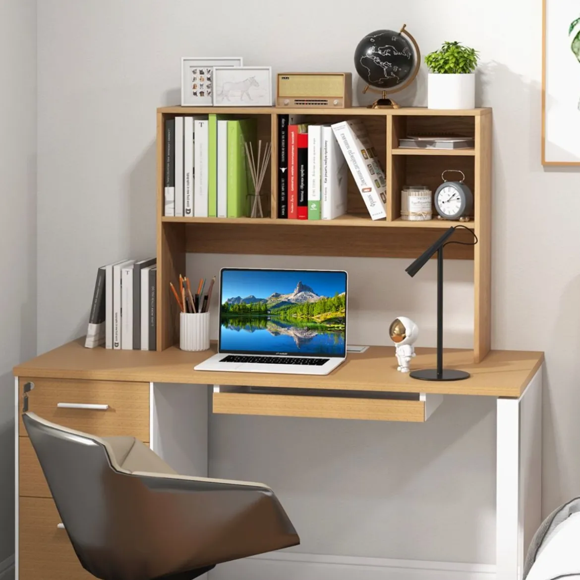 Schreibtischregal mit 4 Fächern Tischregal Schreibtisch Aufsatzregal Bücherregal 94 x 25 x 73 cm
