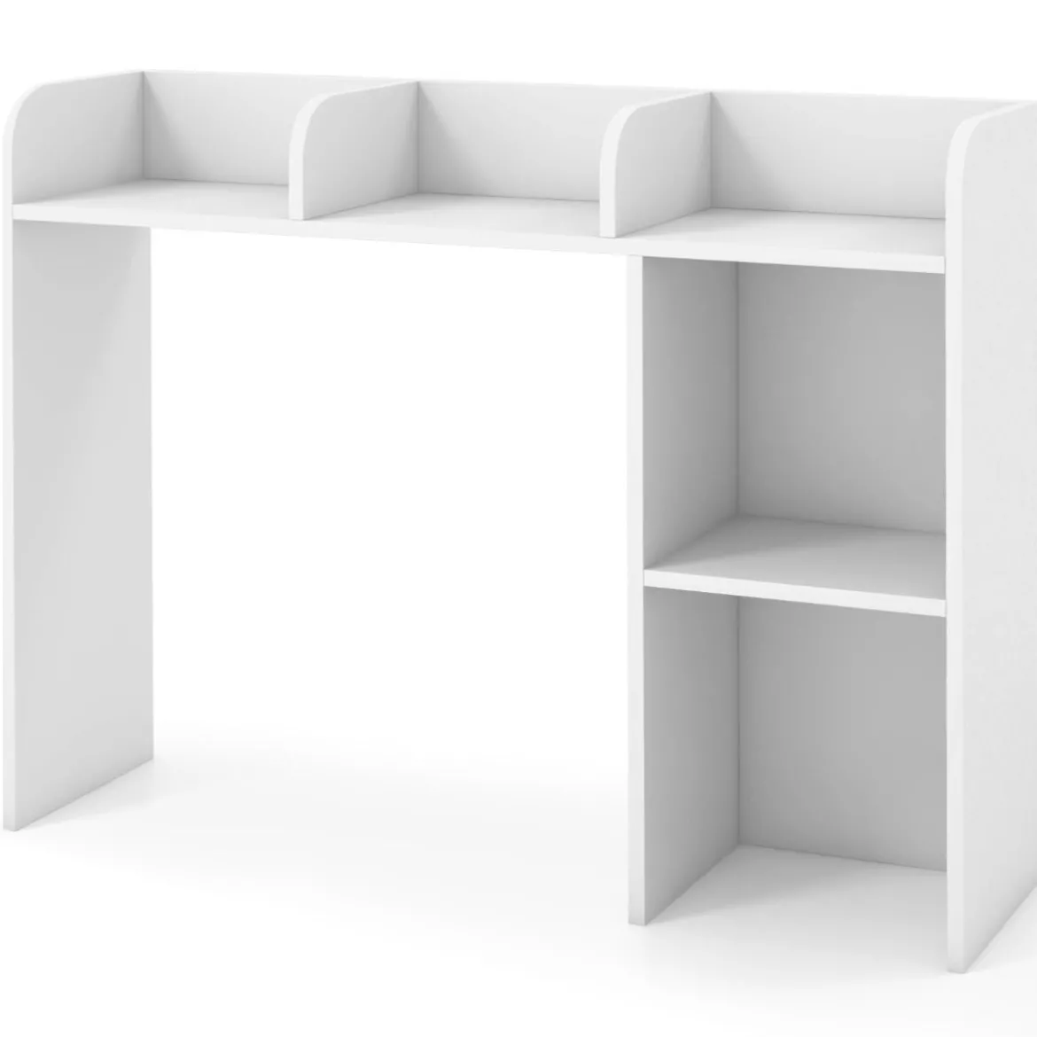 Schreibtischregal Tischregal mit 4 Ablagen und offenem Fach 94 x 25 x 74 cm Rustikales Braun/Natur/Weiß