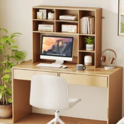Schreibtischregal Tischregal mit 7 Fächern Schreibtisch Aufsatzregal für Monitore bis zu 27