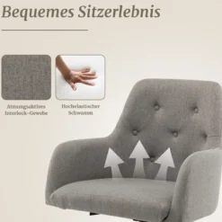 Schreibtischstuhl Höhenverstellbarer Drehstuhl mit Rollen 66 x 66 x 83-93 cm Grau