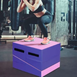 Schräge Gymnastikmatte faltbare keilförmige Gymnastik-Käsematte Sportmatte mit Griffen Rosa Lila