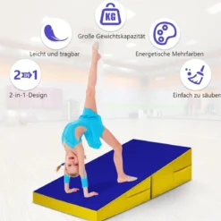 Schräge Gymnastikmatte mit Tragegriff faltbare Trainingsmatte mit reißfestem Bezug Gelb