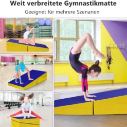 Schräge Gymnastikmatte mit Tragegriff faltbare Trainingsmatte mit reißfestem Bezug Gelb