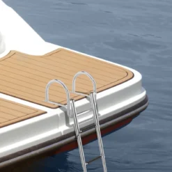 4-Schritt Pontonboot Leiter mit Gebogenen Handläufen & Rutschfesten Stufen 40,5 x 36 x 32,5 cm