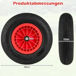 Schubkarrenrad 4.80/4.00-8 Ø 400 mm Vollgummi Sackkarrenrad bis 250 kg belastbar Schwarz