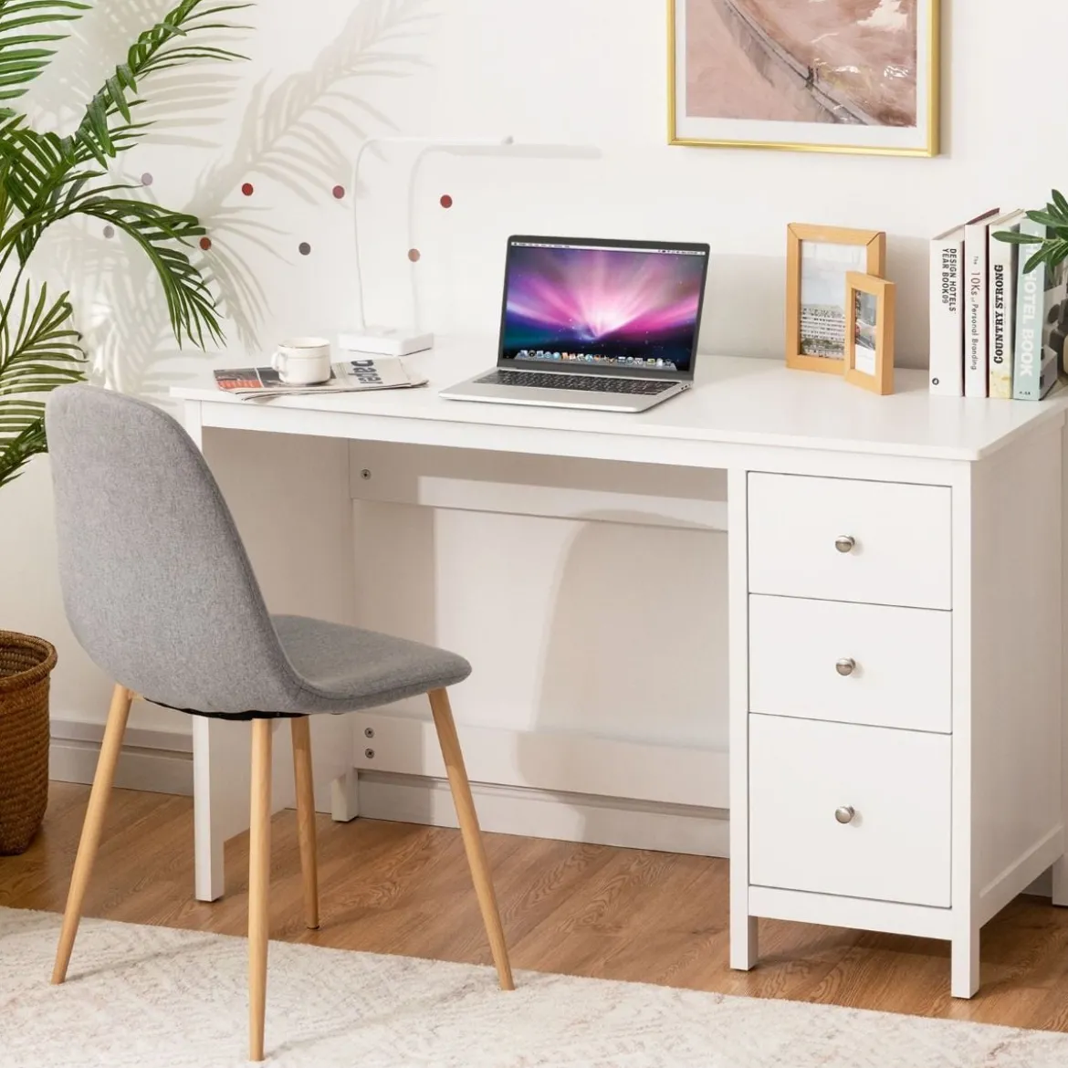 Schubladen-Computertisch Schreibtisch für Zuhause und Büro mit Schubladen 120 x 50 x 75 cm Weiß
