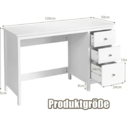 Schubladen-Computertisch Schreibtisch für Zuhause und Büro mit Schubladen 120 x 50 x 75 cm Weiß