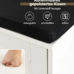 Schuhbank mit gepolstertem Kissen & 9 Fächern 3-stöckiger Schuhregal mit verstellbaren Regalen Braun/Weiß