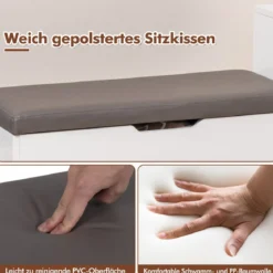 Schuhbank mit Klappdeckel & Sitzfläche & 2 Türen Schuhregal Schuhschrank 100 x 30 x 68 cm