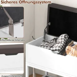 Schuhbank mit Klappdeckel & Sitzfläche & 2 Türen Schuhregal Schuhschrank 100 x 30 x 68 cm