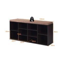 Schuhbank mit Sitzfläche Schuhregal Schuhkommode Schuhablage Schuhschrank Sitzbank mit Regal & Sitzkissen Holz Braun