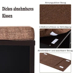 Schuhbank mit Sitzfläche Schuhregal Schuhkommode Schuhablage Schuhschrank Sitzbank mit Regal & Sitzkissen Holz Braun