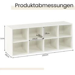 Schuhbank mit Sitzfläche Schuhregal aus Holz 230 kg Belastbar 102 x 30 x 41 cm Weiß Bücherschrank