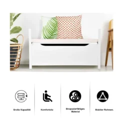Schuhbank Schuhaufbewahrung Sitzbank mit gepolstertem Sitz Mehrzweck-Box 86 x 38 x 49 cm Weiß