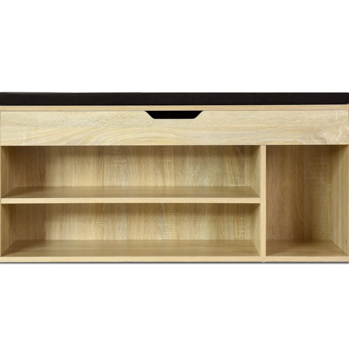 Schuhbank Schuhkommode Schuhablage mit Sitzkissen Holz 104 x 48 x 30 cm Weiß/Natur/Grau
