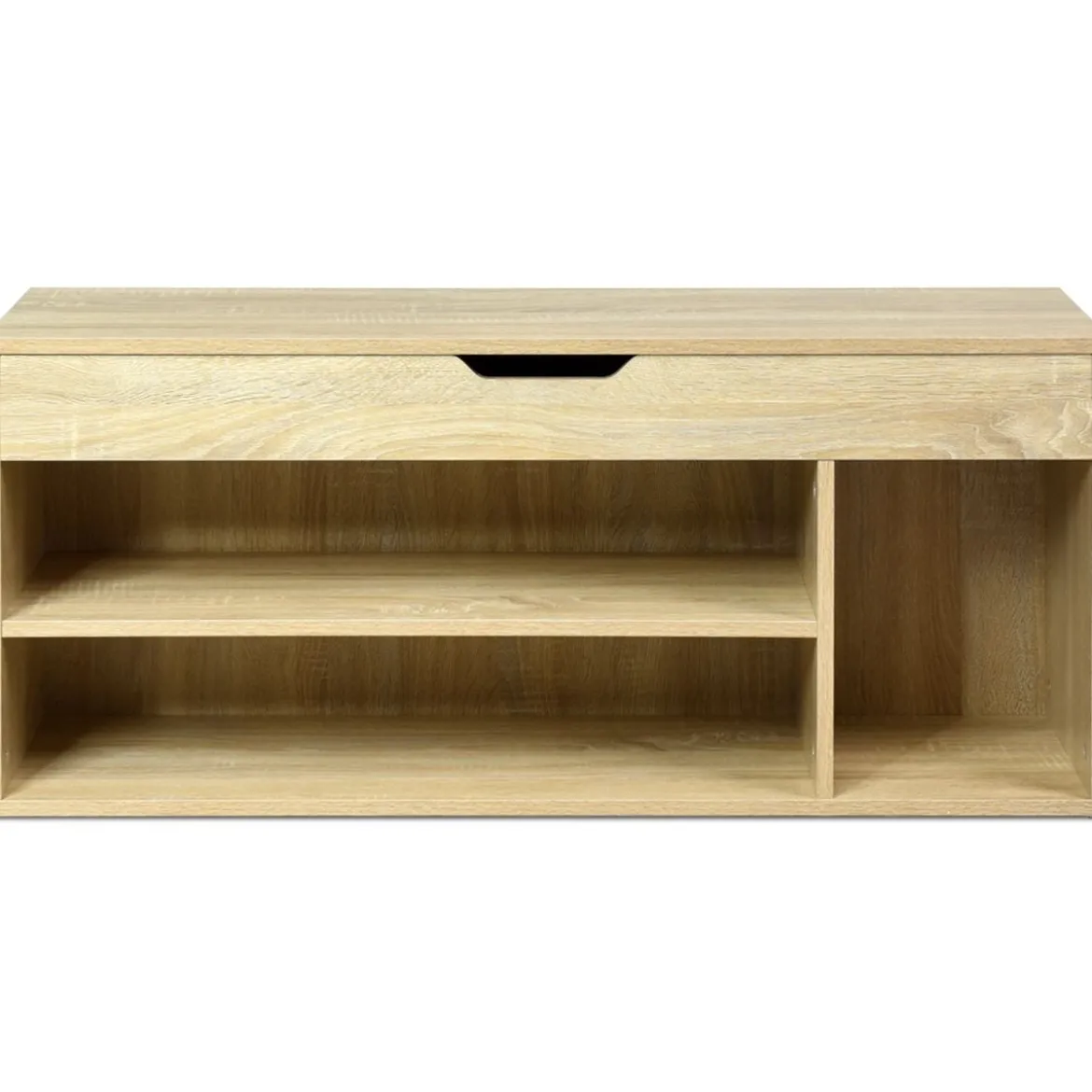 Schuhbank Schuhkommode Schuhablage mit Sitzkissen Holz 104 x 48 x 30 cm Weiß/Natur/Grau
