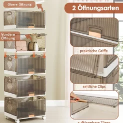 Schuhboxen mit Rollen Schuhkarton stapelbar transparent Schuh-Organizer aus Kunststoff Schuhaufbewahrung für Stöckelschuhe 5 Ebenen