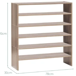 Schuhregal 78 cm Langer Horizontaler Schuhschrank 2-Stöckiges Lagerregal Natürlich