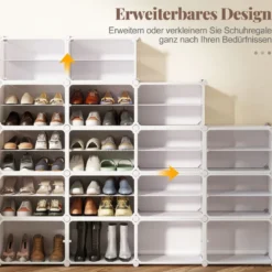 Schuhregal 8-stöckiger Schuhschrank mit herausnehmbaren Regalen stapelbare Schuhboxen für 32 Paar Schuhe