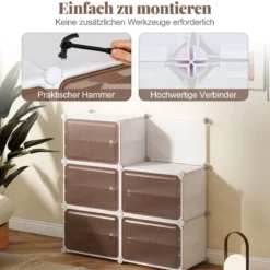 Schuhregal 8-stöckiger Schuhschrank mit herausnehmbaren Regalen stapelbare Schuhboxen für 32 Paar Schuhe