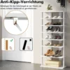 Schuhständer 7-Stöckiges Schuhregal im Retro-Stil 45 x 25 x 110,5 cm Weiß