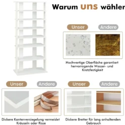 Schuhständer 7-Stöckiges Schuhregal im Retro-Stil 45 x 25 x 110,5 cm Weiß