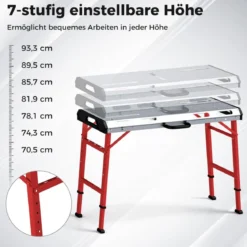 Schweißtisch mit 450 kg Tragkraft & Einstellbarer Höhe Tragbarer & Klappbarer Arbeitstisch