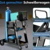 Schweißwagen mit 3 Ablageflächen Schweißmobil Wagen für Schweßgeräte Schweißgerätwagen mit Kippschutzketten Schwarz