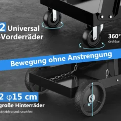 Schweißwagen mit 3 Ablageflächen Schweißmobil Wagen für Schweßgeräte Schweißgerätwagen mit Kippschutzketten Schwarz