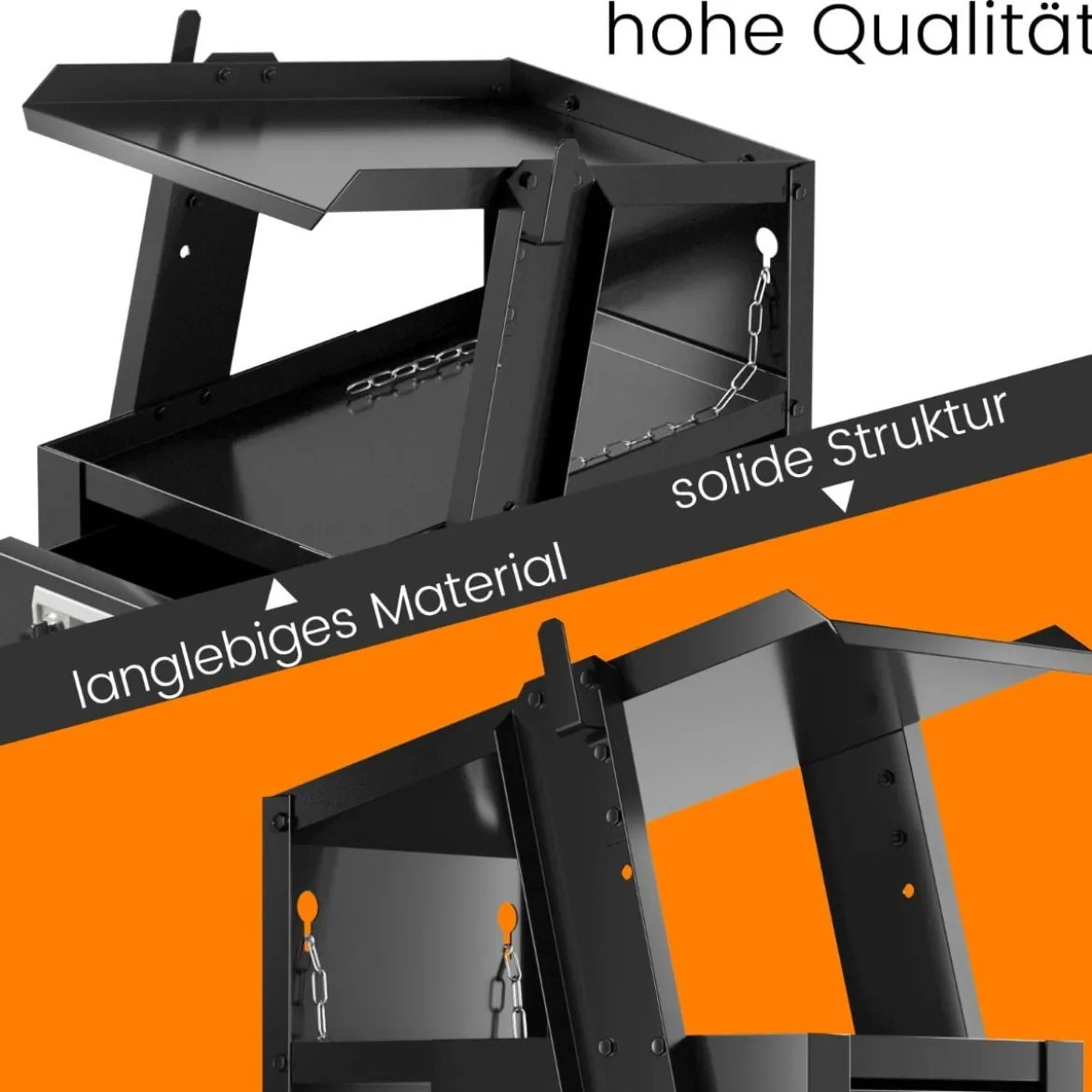 Schweißwagen mit 4 Schubladen & Gasflaschenhalter 71 x 38 x 71 cm Schwarz