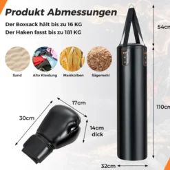 Schwerer Boxsack für Erwachsene 4 in 1 Boxsack hängend mit 12OZ Boxhandschuhen