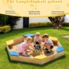 Sechseckiger Sandkasten aus Holz offener Sandkisten mit Pflanzkasten-Kombination 140 x 122 x 14 cm