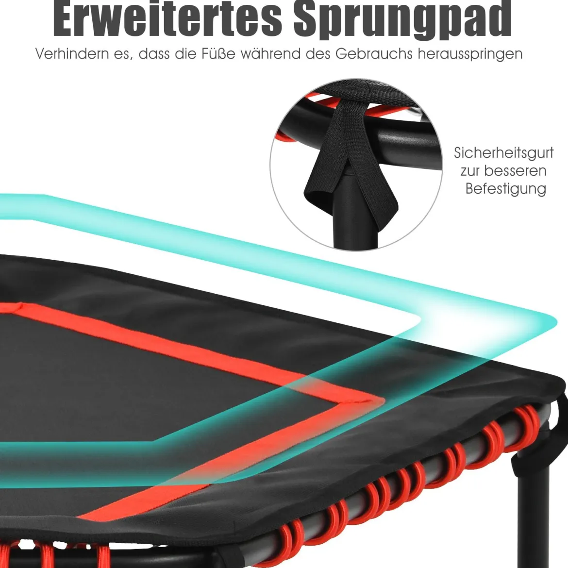 Sechseckiges 126 cm Fitness-Trampolin Fitness Trampolin Kindertrampolin Jumping-Workout Rot