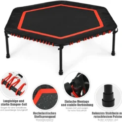 Sechseckiges 126 cm Fitness-Trampolin Fitness Trampolin Kindertrampolin Jumping-Workout Rot