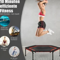 Sechseckiges 126 cm Fitness-Trampolin Fitness Trampolin Kindertrampolin Jumping-Workout Rot