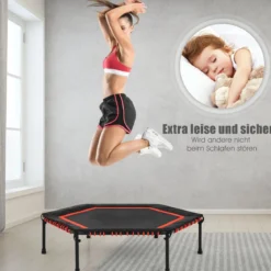 Sechseckiges 126 cm Fitness-Trampolin Fitness Trampolin Kindertrampolin Jumping-Workout Rot