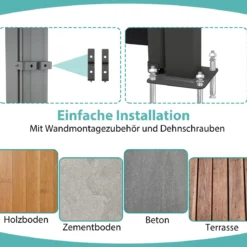 Seitenmarkise Garten Sichtschutz Ausziehbar aus Aluminium mit seitlichem Griff 180 x 300 cm