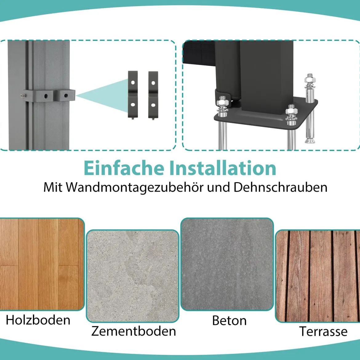 Seitenmarkise 300 x 18 x 160 cm Garten Sichtschutz Ausziehbar aus Aluminium Sonnenschutz Windschutz für Balkon