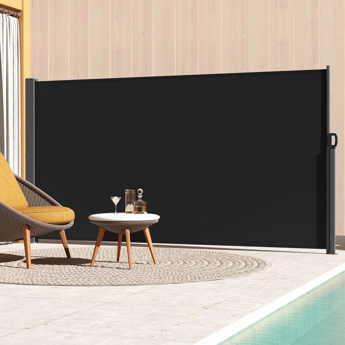Seitenmarkise 300 x 18 x 160 cm Garten Sichtschutz Ausziehbar aus Aluminium Sonnenschutz Windschutz für Balkon
