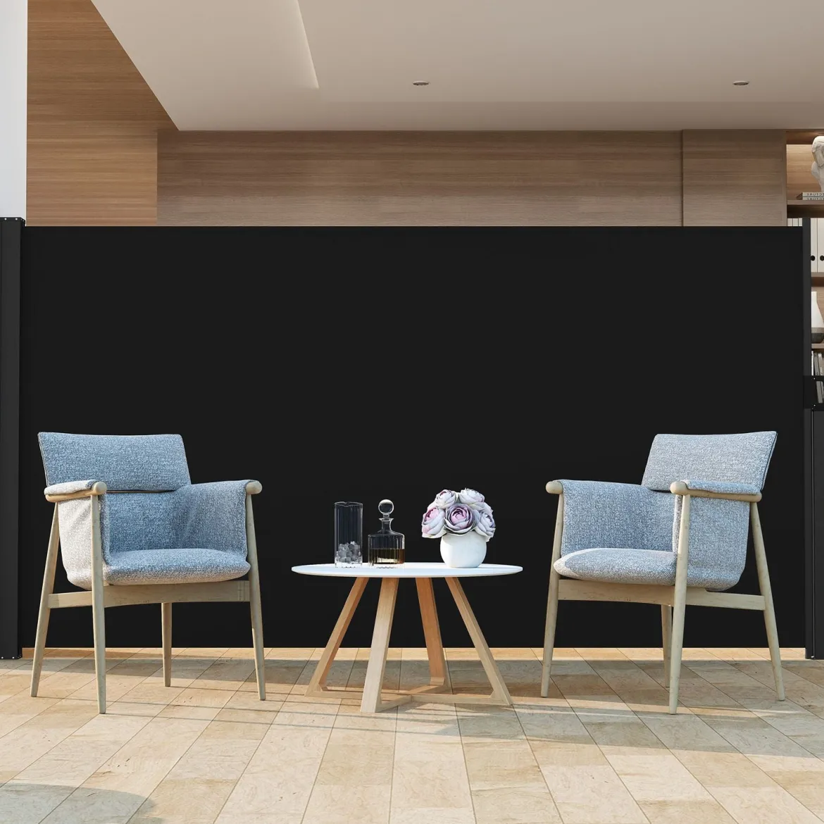 Seitenmarkise 300 x 18 x 160 cm Garten Sichtschutz Ausziehbar aus Aluminium Sonnenschutz Windschutz für Balkon