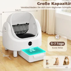 Selbstreinigende Katzentoilette mit App-Steuerung & Geruchskontrolle & Sensorsicherheit & Müllbeutel