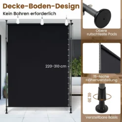 Senkrechtmarkise Außen Vertikalmarkise 250 x 220-310 cm Höhenverstellbar & Ausziehbar Sonnenschutz