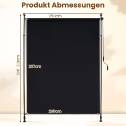 Senkrechtmarkise Außen Vertikalmarkise 250 x 220-310 cm Höhenverstellbar & Ausziehbar Sonnenschutz