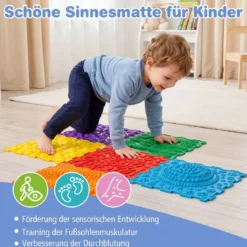 Sensorikmatte zum Stecken Orthopädische Spielmatte aus Wasserfeste Material 30 x 30 cm Mehrfarbig