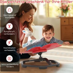 Sensorischer Drehstuhl Kinder 360° Kinderdrehstuhl Karussell Autismus Kinderstuhl mit rutschfester Metallbasis Rot Blume