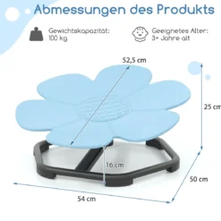 Sensorischer Drehstuhl Kinder 360° Kinderdrehstuhl Karussell Autismus Kinderstuhl mit rutschfester Metallbasis Karussellstuhl Blau Blume