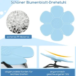 Sensorischer Drehstuhl Kinder 360° Kinderdrehstuhl Karussell Autismus Kinderstuhl mit rutschfester Metallbasis Karussellstuhl Blau Blume