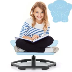 Sensorischer Drehstuhl Kinder 360° Kinderdrehstuhl Karussell Autismus Kinderstuhl Blau Elefant