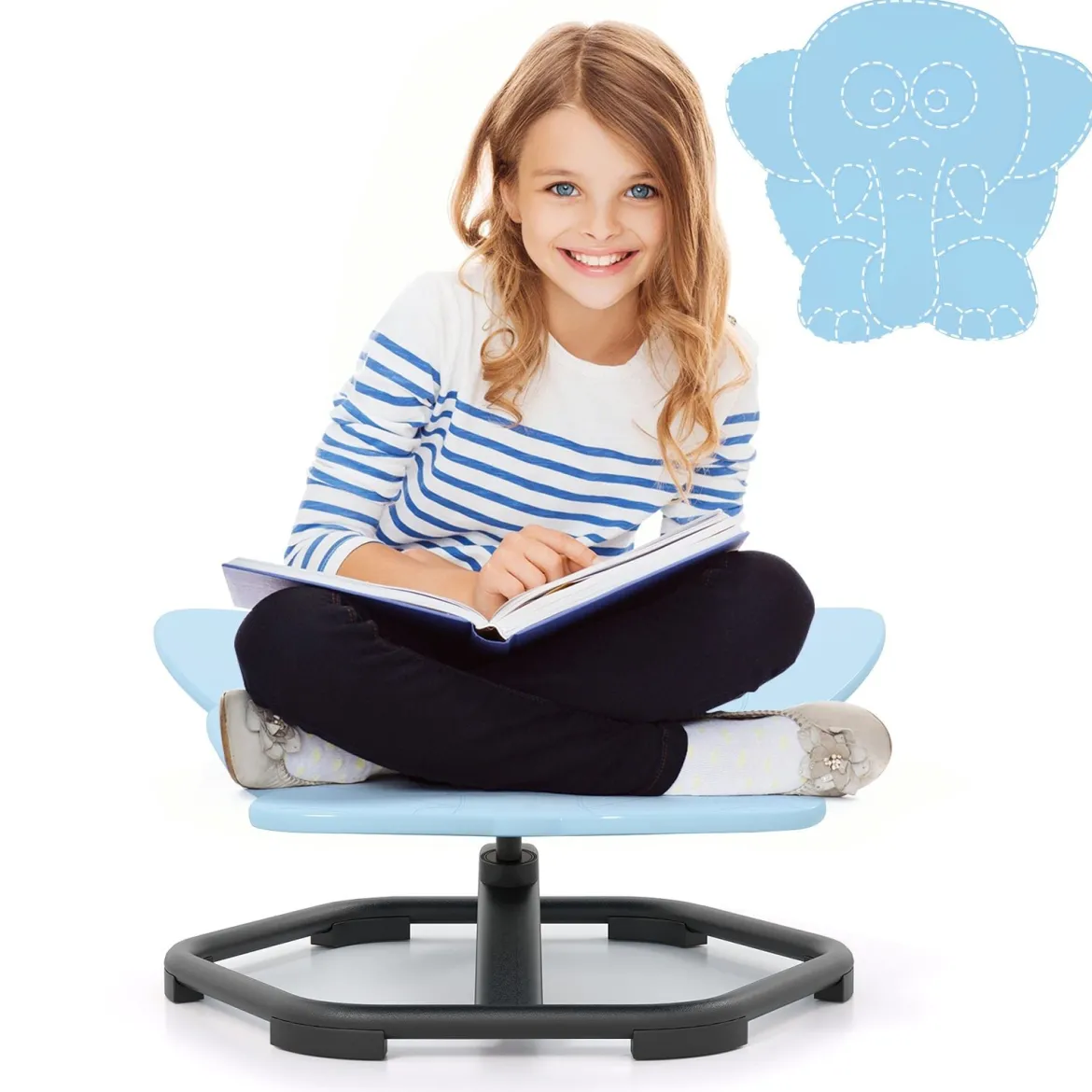 Sensorischer Drehstuhl Kinder 360° Kinderdrehstuhl Karussell Autismus Kinderstuhl Blau Elefant