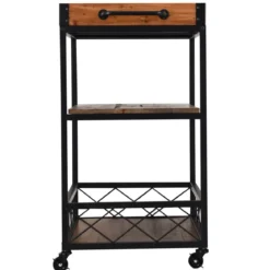Servierwagen 3 Ablagen Küchenwagen Haushaltswagen mit Universalrädern Braun 78 x 46 x 82,5 cm